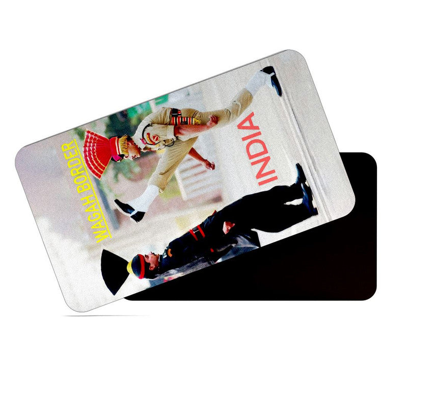 dhcrafts Rectangular Rubber Fridge Magnet / Magnetic Card Multicolor Punjab Wagah Border India Design Pack of 1 (8.6cm x 5.4cm)